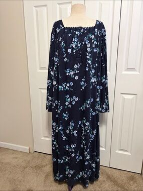 NWT Croft and Barrow Navy Blue Floral Print Long Pullover Nightgown Size 4X